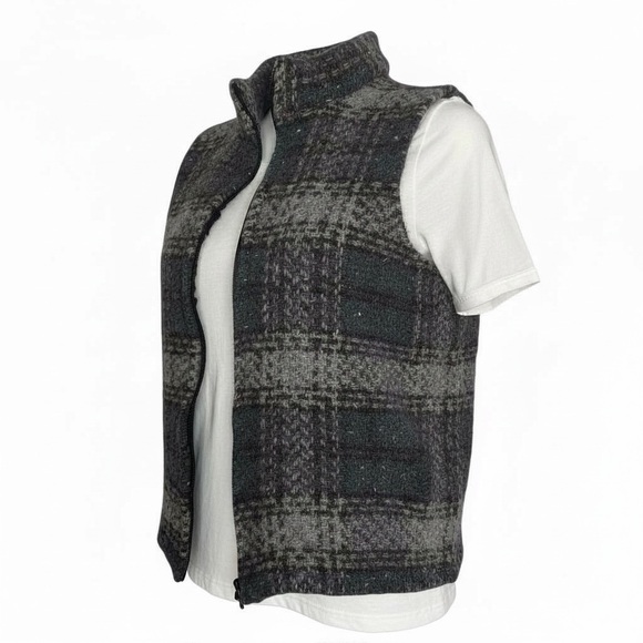 John Brannigan Weavers Gray Plaid Wool Zip Up Vest Size X-Large Made In Ireland - Picture 4 of 9